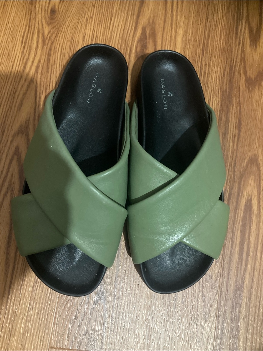 Caslon Green Crisscross Slide Mules
